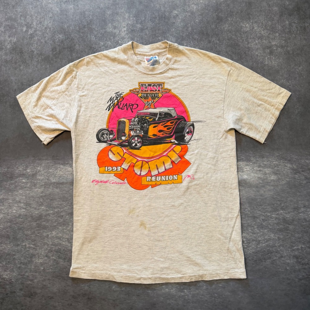 Vtg 1993 East Denver Boys Stomp Reunion T Shirt M Hanes Beefy T Hot Rod Car USA